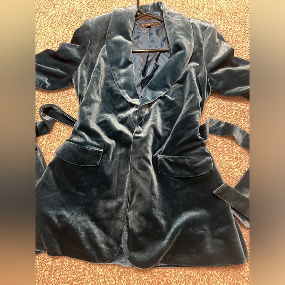NWOT! INC petite teal velvet/velour blazer belt. 2 pockets. Lined. Gorgeous! - Picture 4 of 13